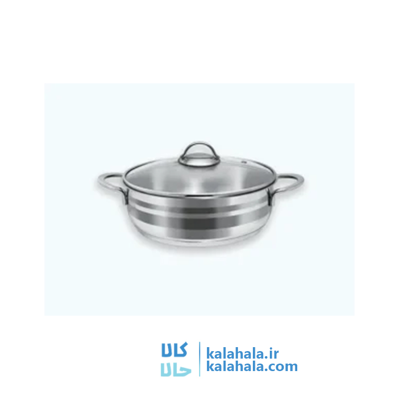 تابه استیل کاج دو دسته درب پیرکس سایز ۲۰